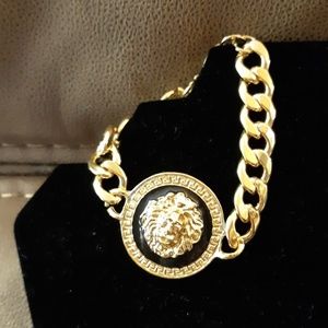 Gold Black Lion Thick Chain Bracelet NEW